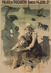 Cartaz anunciando uma gala de caridade em auxílio das famílias de marinheiros naufragados no Palais du Trocadero, 14 de junho de 1890